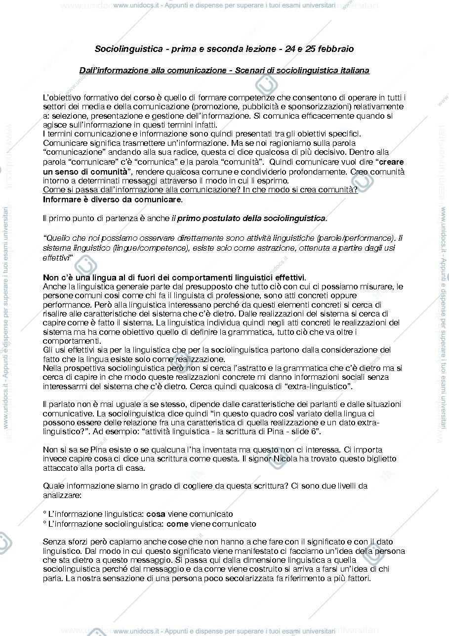 Anteprima pagina 1 — Sociolinguistica