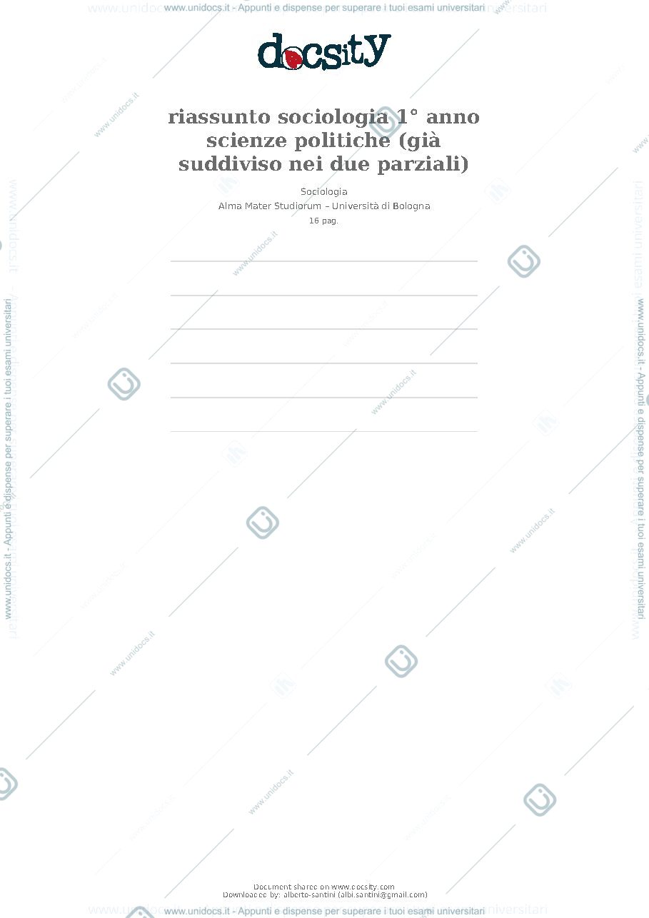 Anteprima pagina 1 — Sociologia generale prima parte
