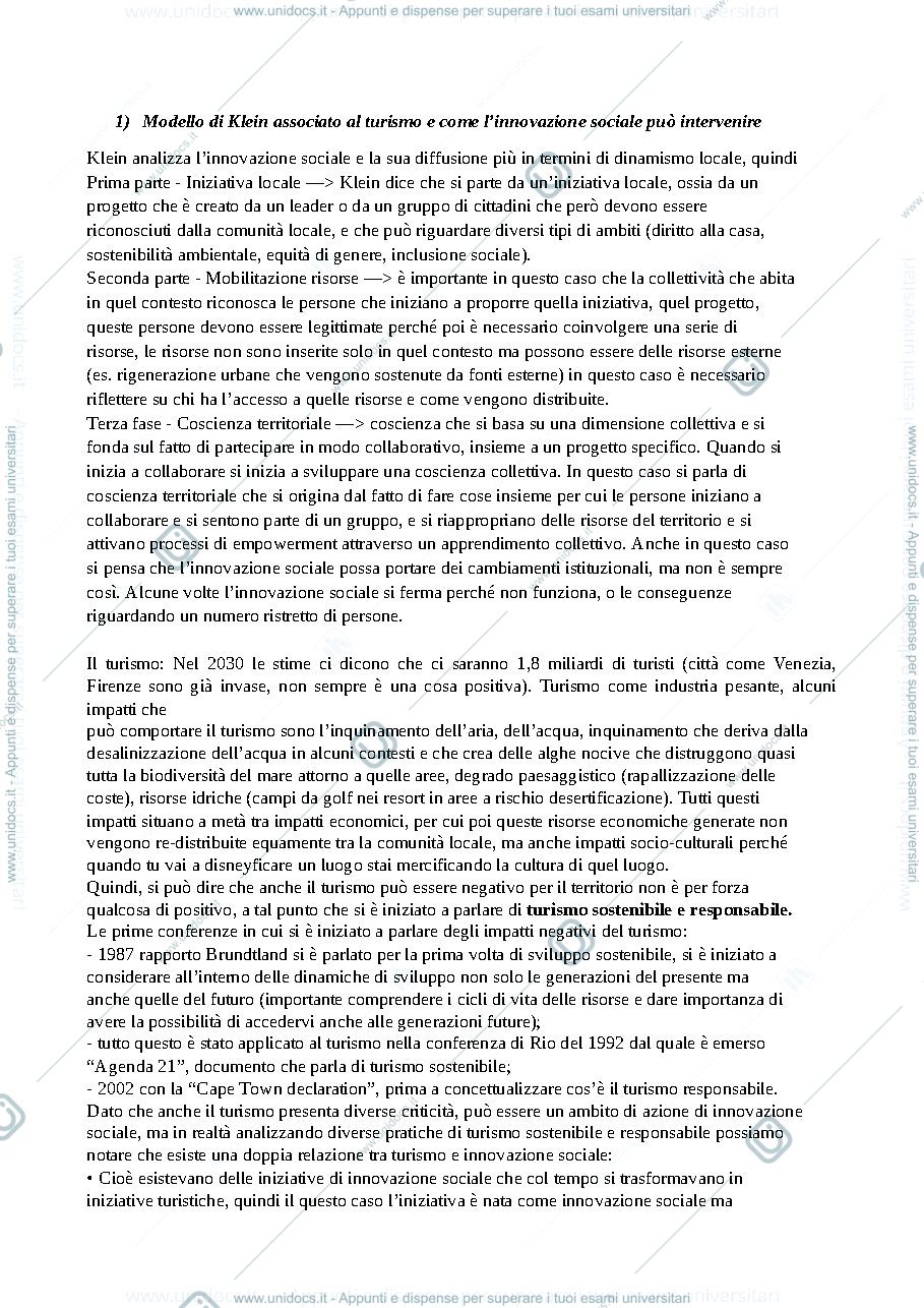 Anteprima pagina 1 — modello klein associato al turismo