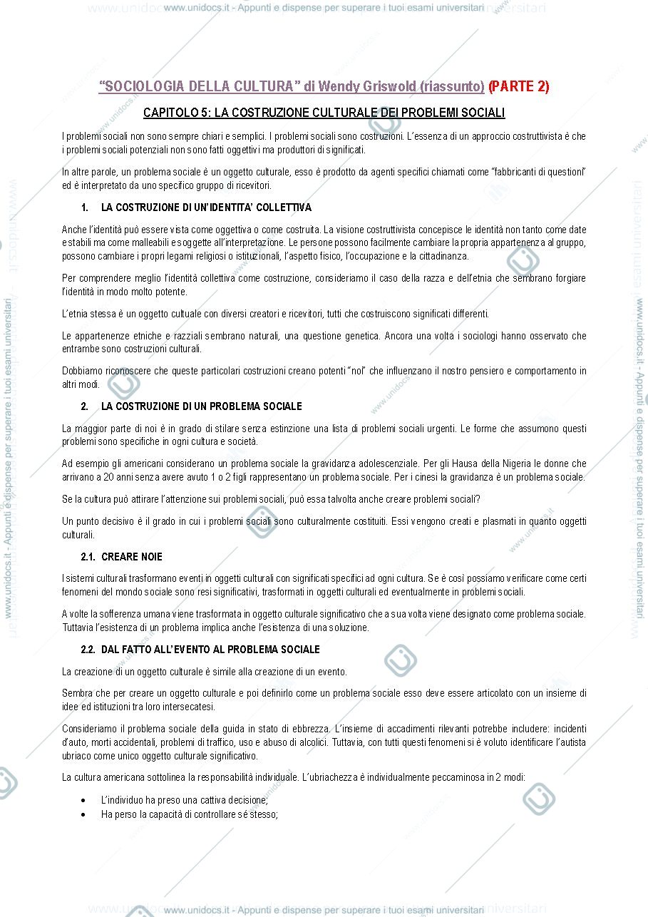 Anteprima pagina 1 — SOCIOLOGIA DELLA CULTURA PT.2 