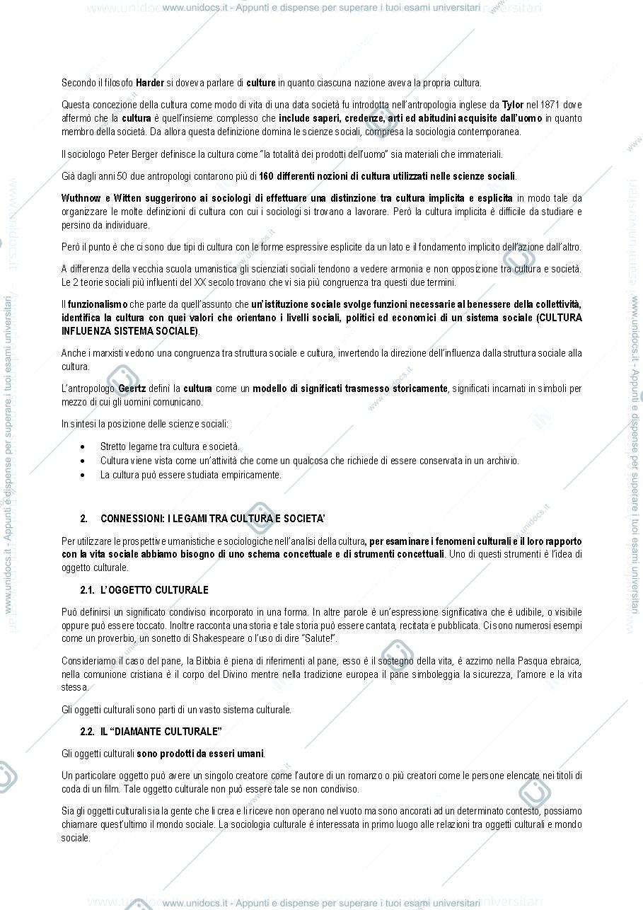 Anteprima pagina 2 — SOCIOLOGIA DELLA CULTURA PT.1