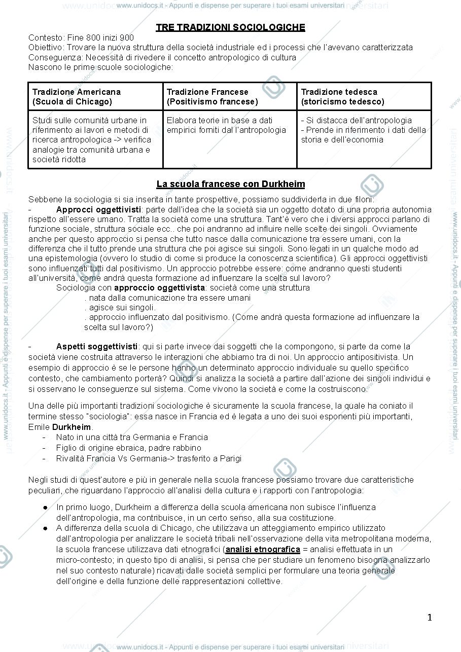 Anteprima pagina 1 — Le tre tradizioni sociologiche