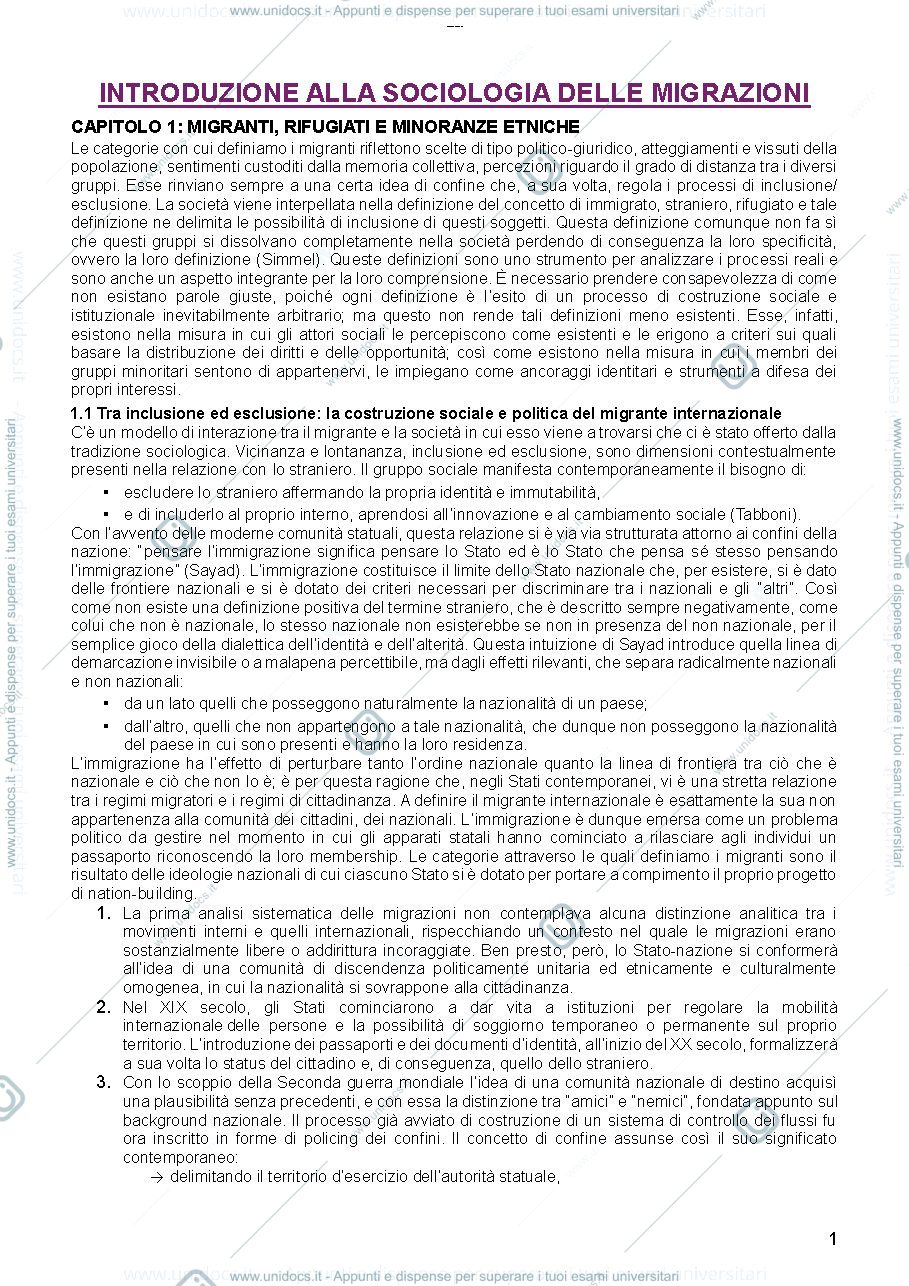 Anteprima pagina 1 — sociologia dei processi migratori 