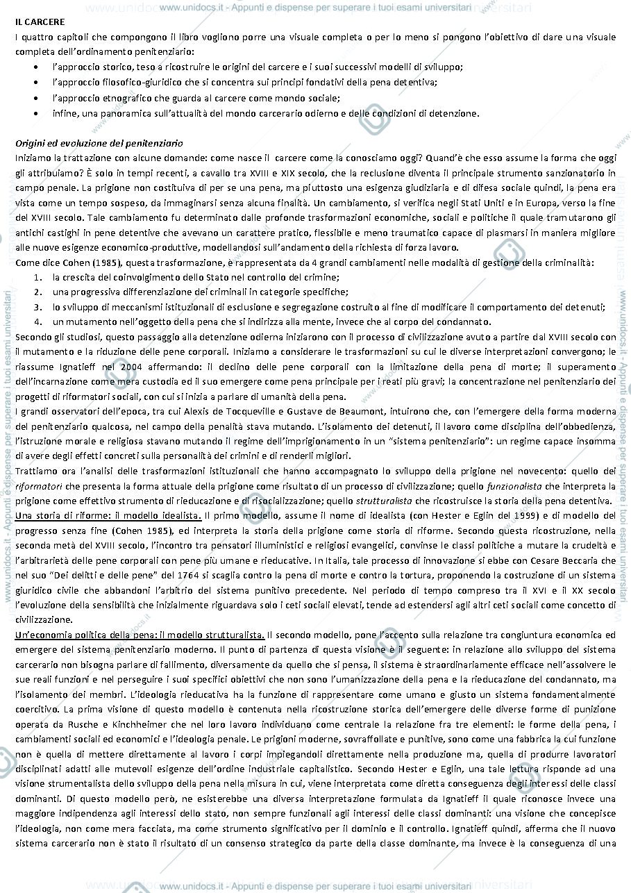 Anteprima pagina 1 — Il carcere. Sociologia del penitenziario