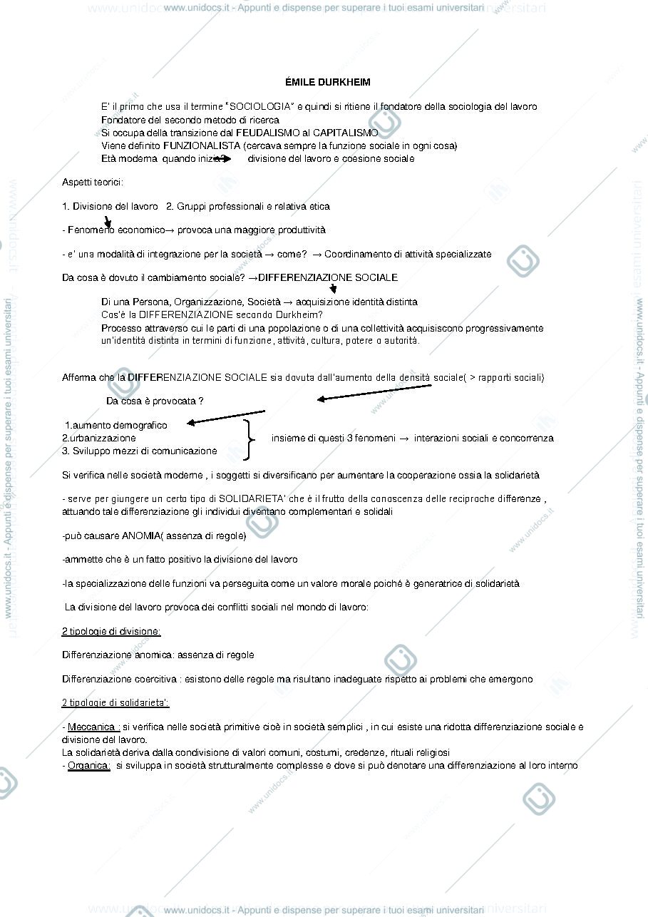 Anteprima pagina 1 — SOCIOLOGIA DEL LAVORO