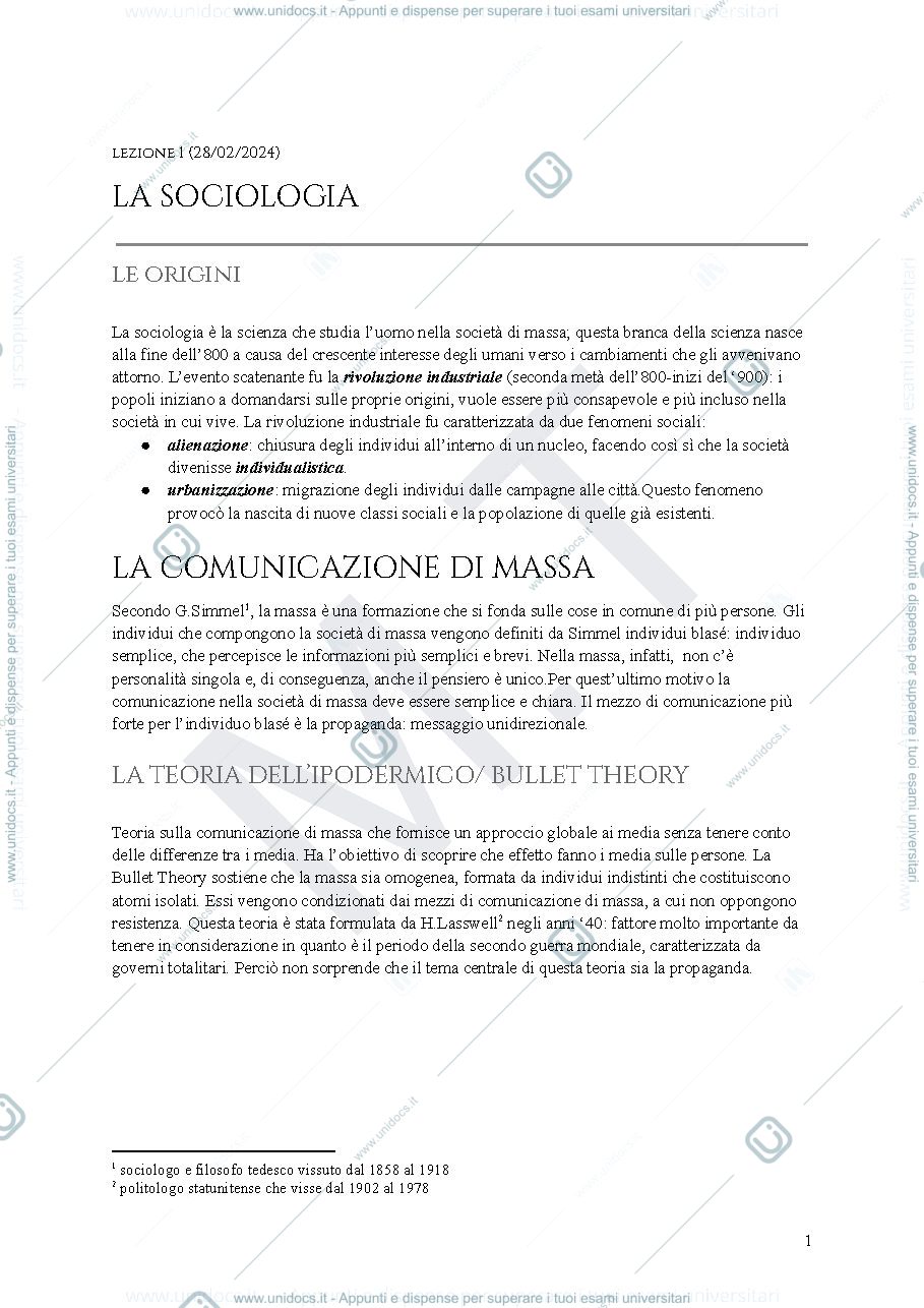 Anteprima pagina 1 — Sociologia dei media