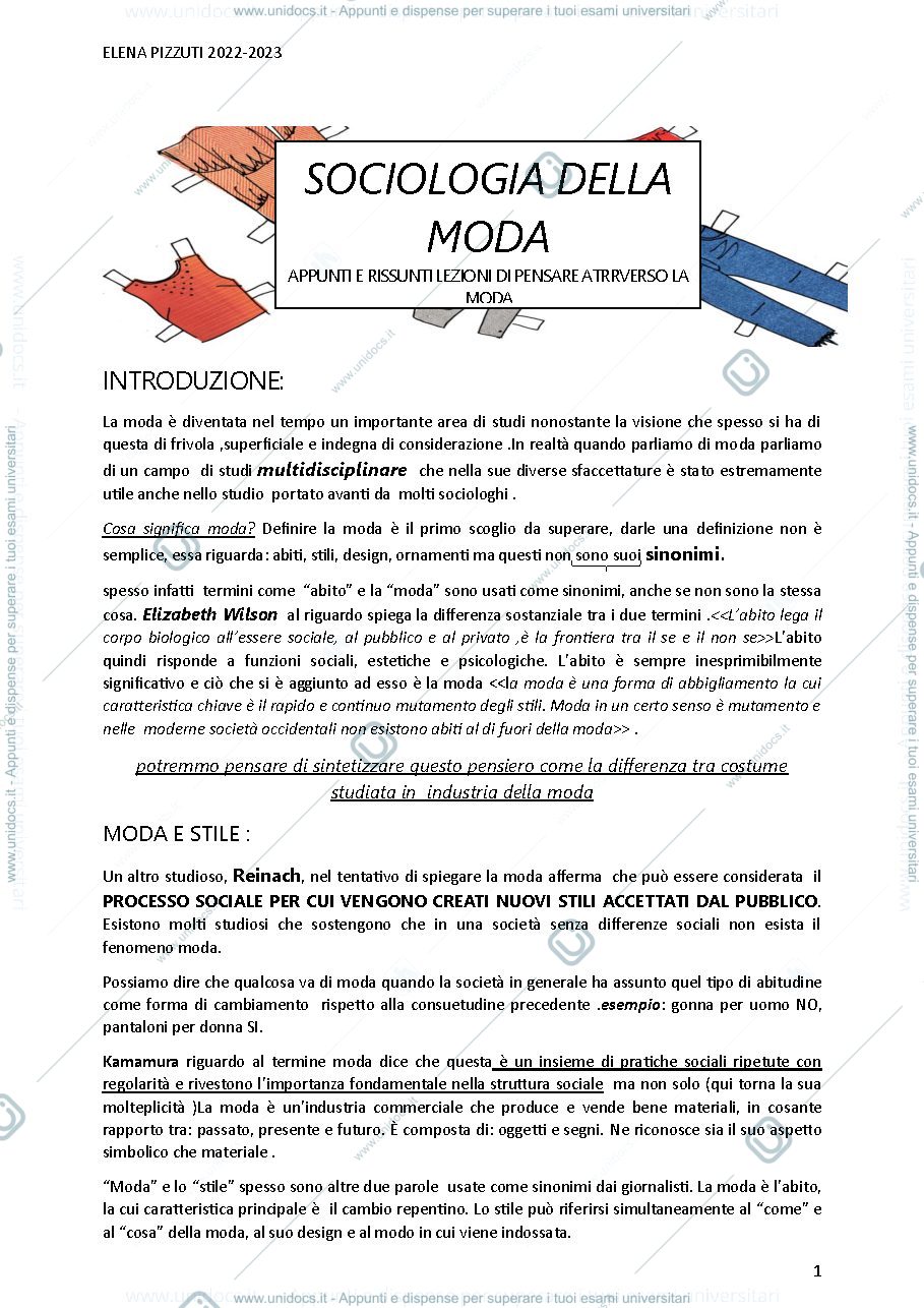 Anteprima pagina 1 — Sociologia della moda