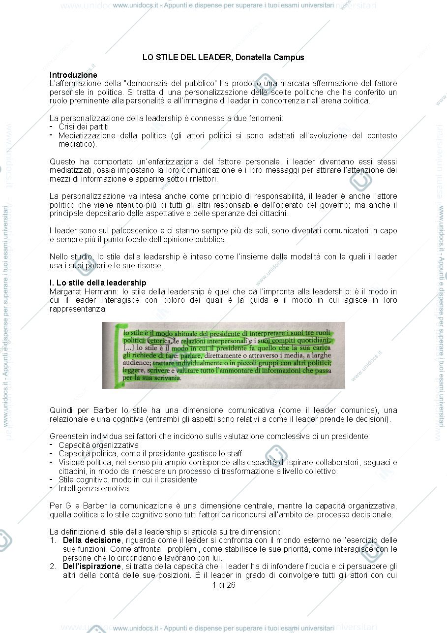 Anteprima pagina 1 — Lo stile del leader