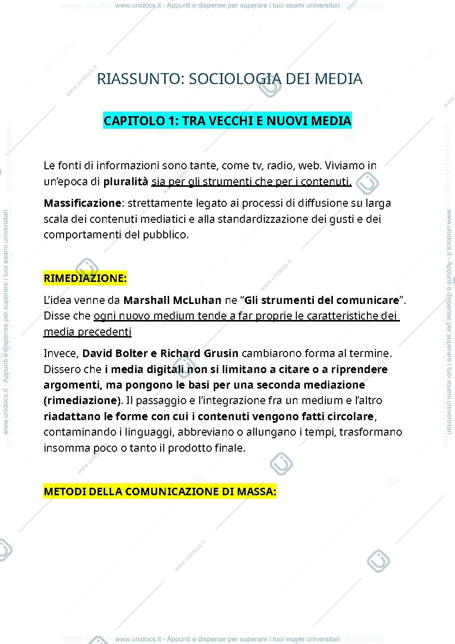 Anteprima pagina 1 — APPUNTI SOCIOLOGIA