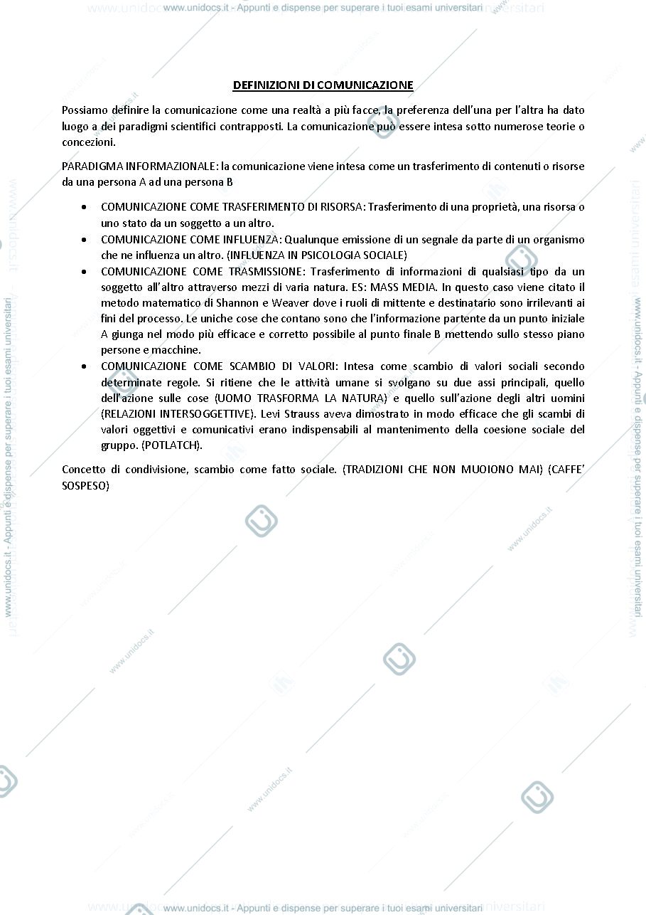 Anteprima pagina 1 — DEFINIRE LA COMUNICAZIONE