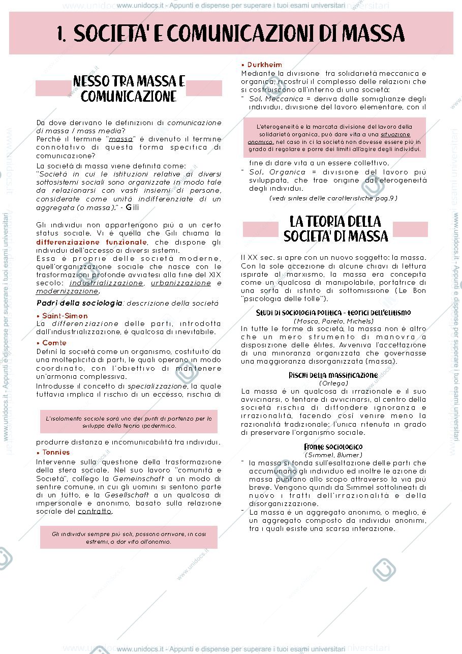 Anteprima pagina 3 — riassunto sul programma d’esame di SOCIOLOGIA DELLA COMUNICAZIONE