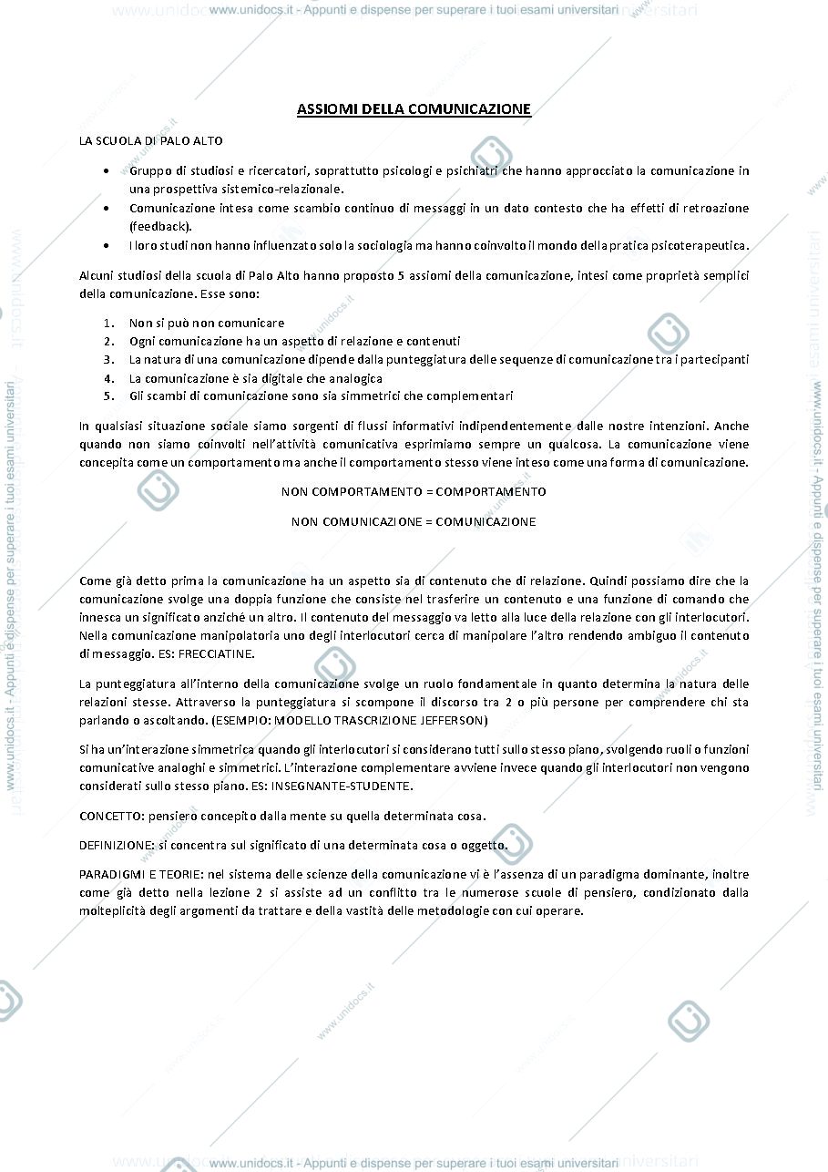 Anteprima pagina 1 — ASSIOMI DELLA COMUNICAZIONE