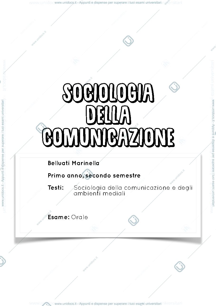 Anteprima pagina 1 — Sociologia della comunicazione 