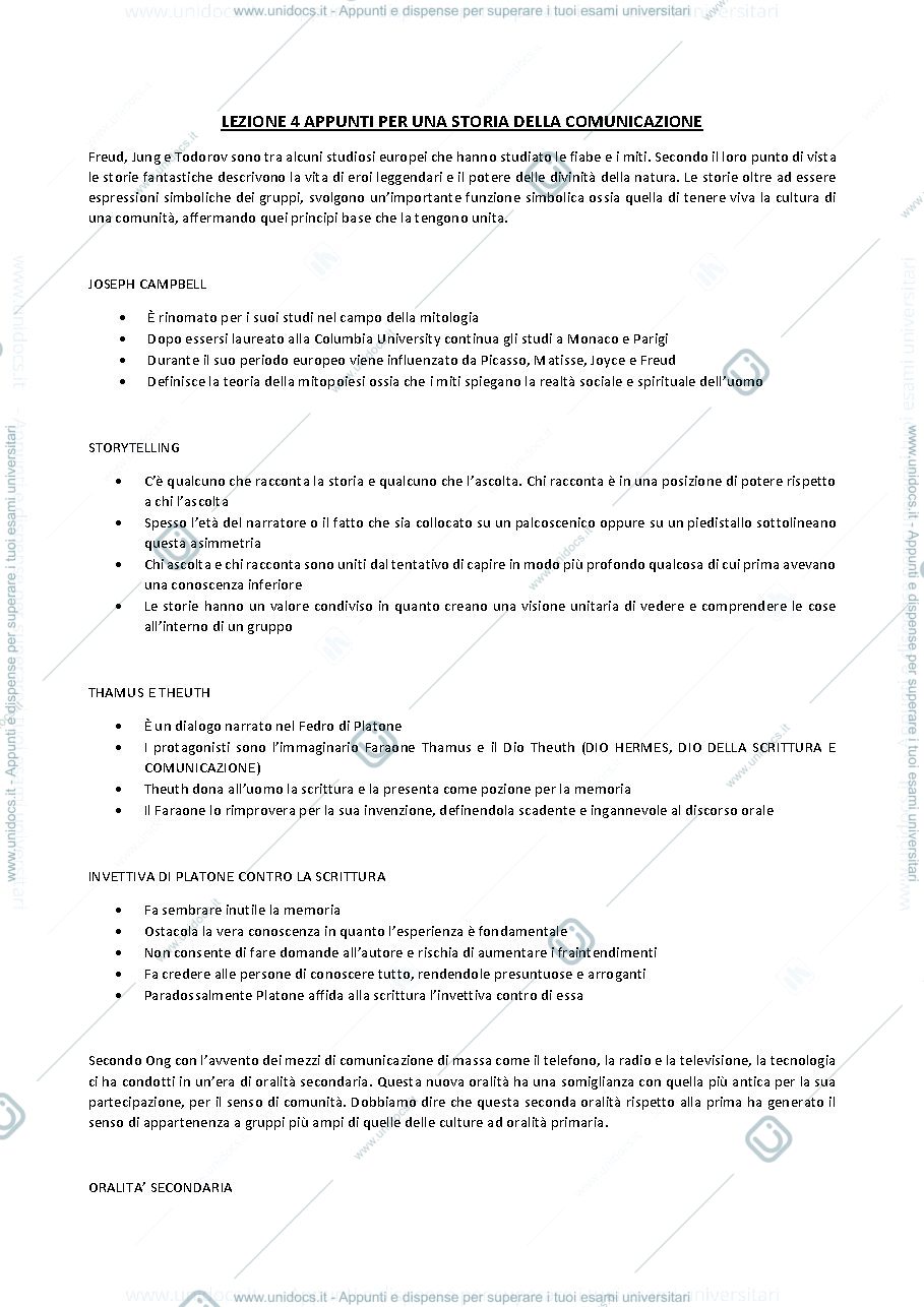 Anteprima pagina 1 — STORIA DELLA COMUNICAZIONE