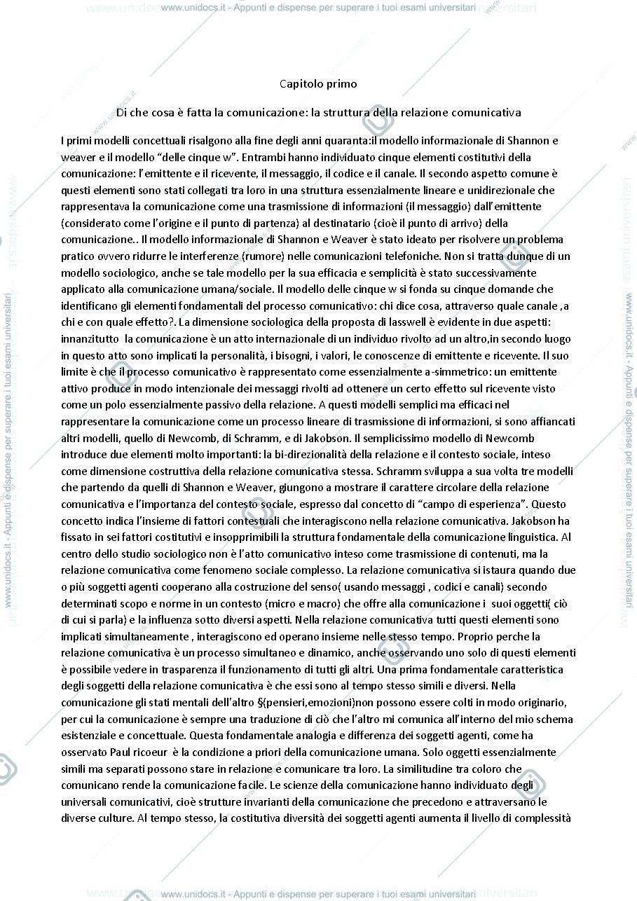 Anteprima pagina 1 — Sociologia della comunicazione 