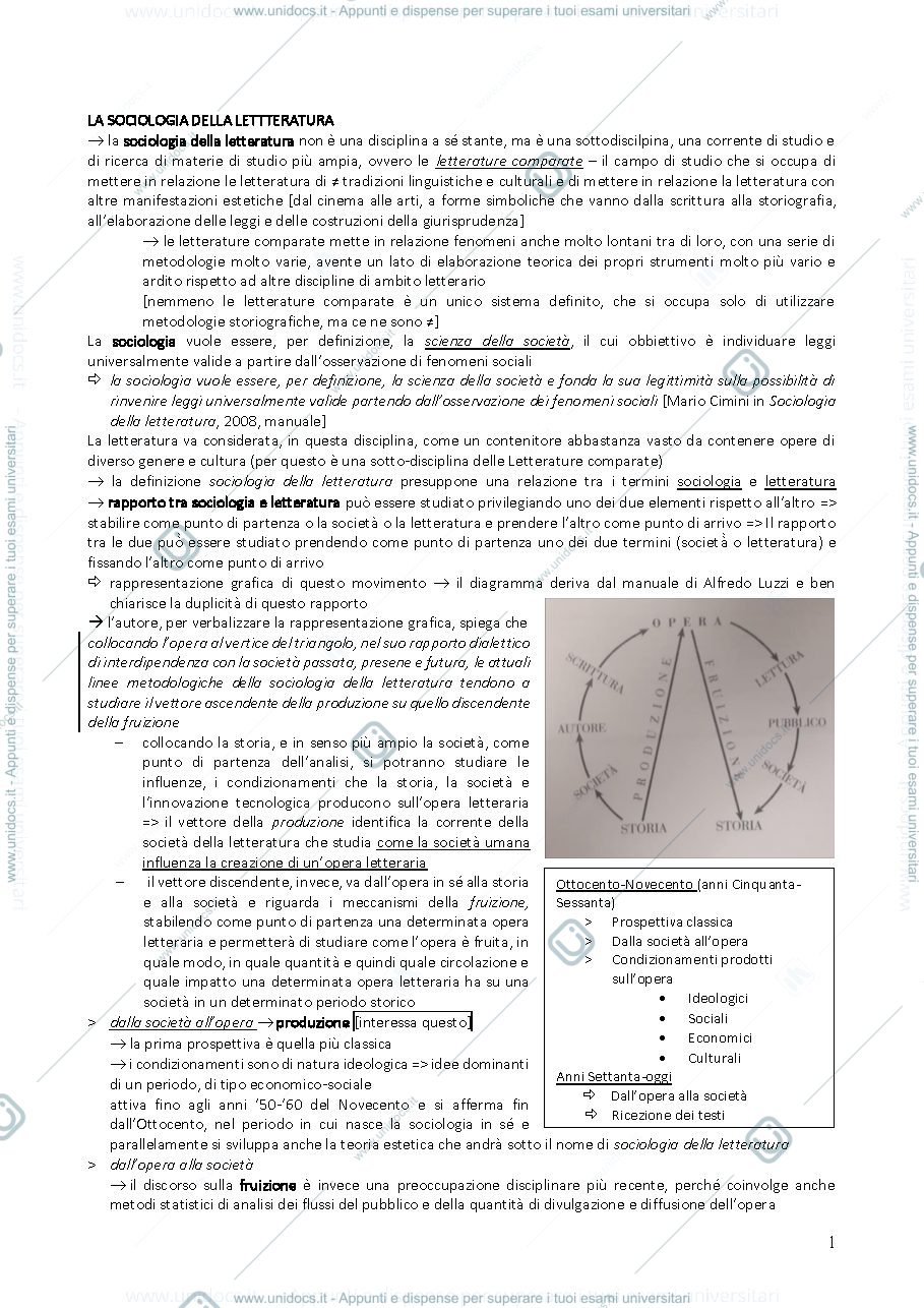 Anteprima pagina 1 — Lezione 1 sociologia delle letteratura 