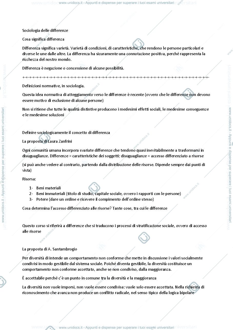 Anteprima pagina 1 — Sociologia delle differenze