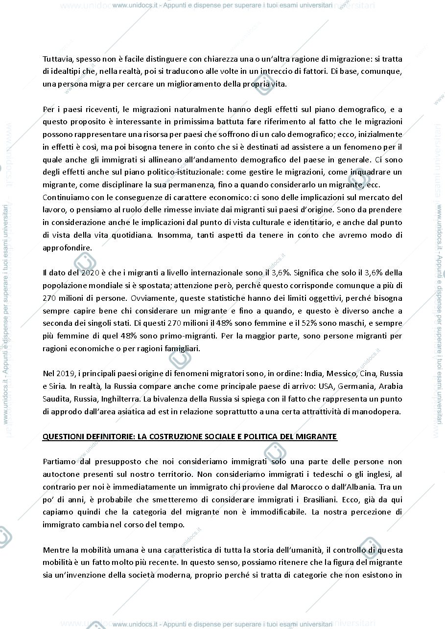 Anteprima pagina 2 — appunti sociologia delle migrazioni e delle convivenza interetnica