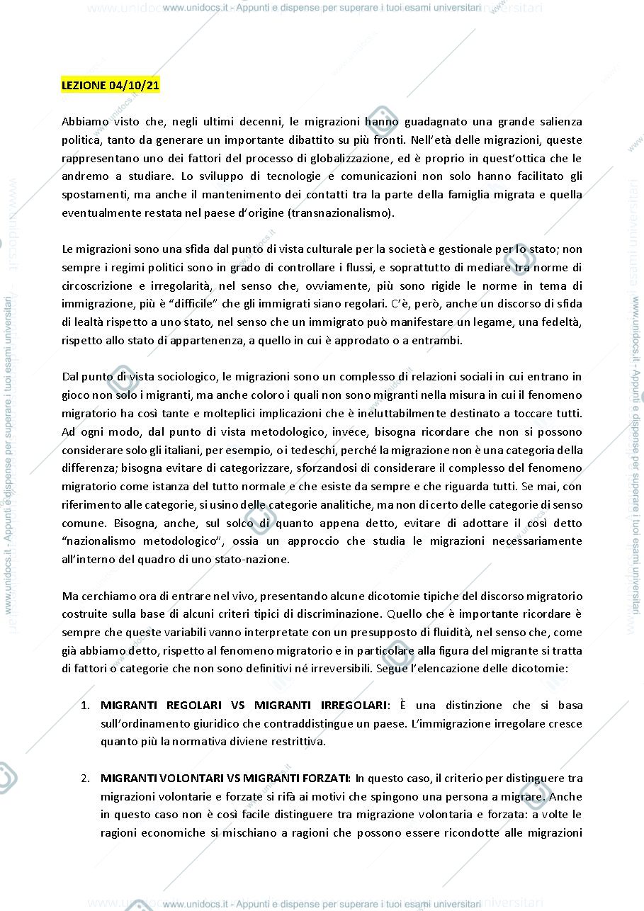 Anteprima pagina 4 — appunti sociologia delle migrazioni e delle convivenza interetnica