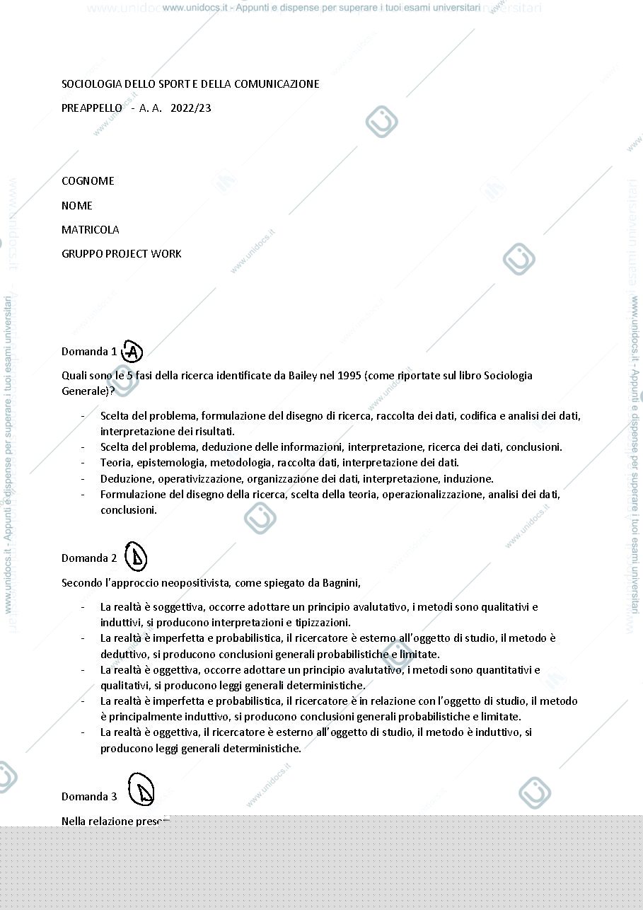 Anteprima pagina 1 — Esame sociologia