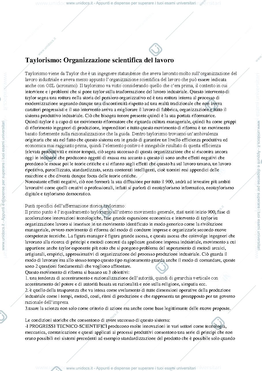 Anteprima pagina 1 — Sociologia dell'organizzazione 