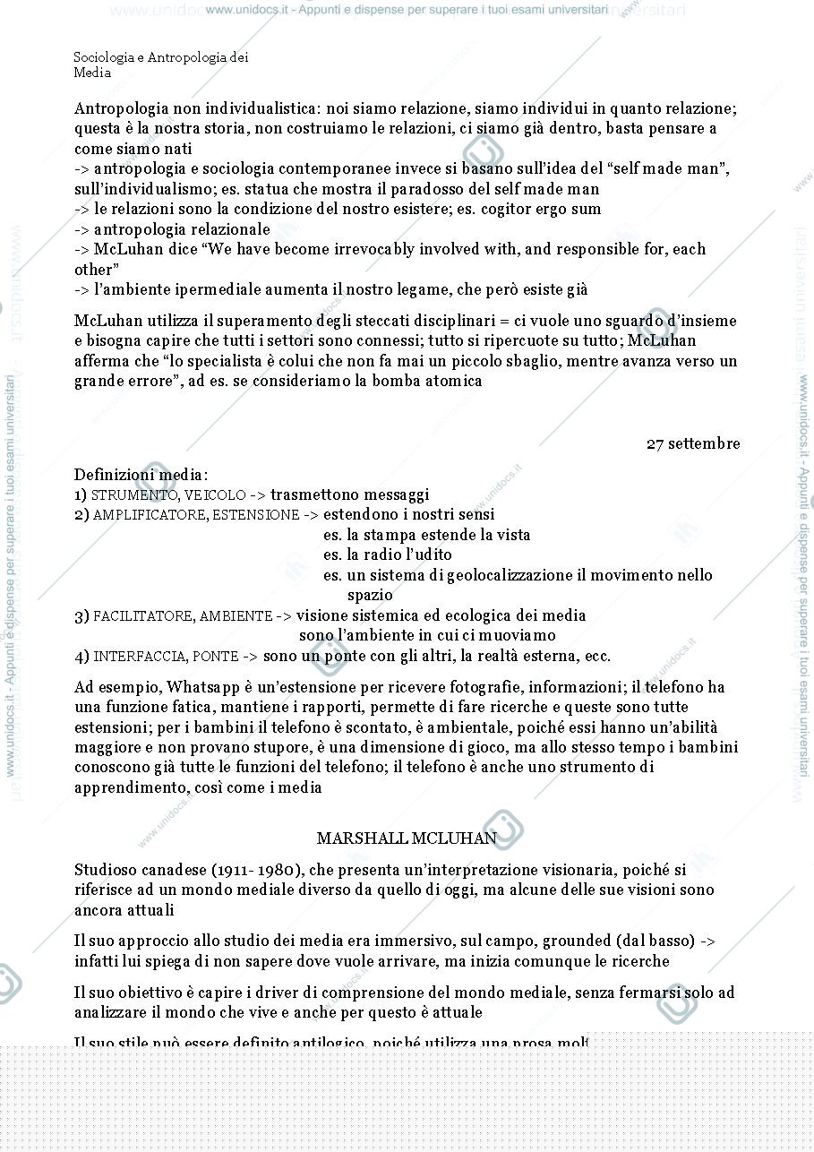 Anteprima pagina 4 — Appunti del corso di Sociologia e Antropologia dei Media 
