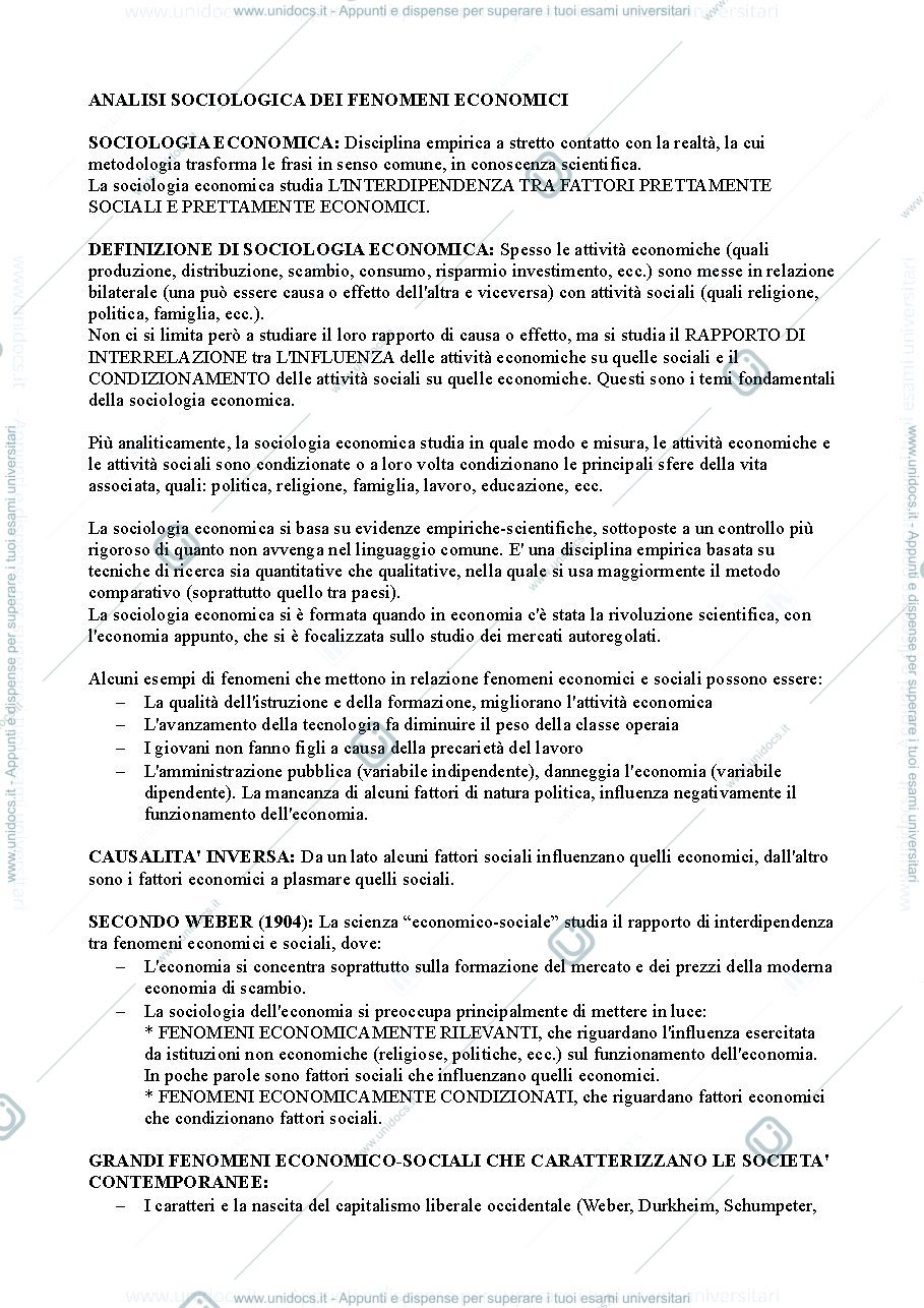 Anteprima pagina 1 — Sociologia economica 