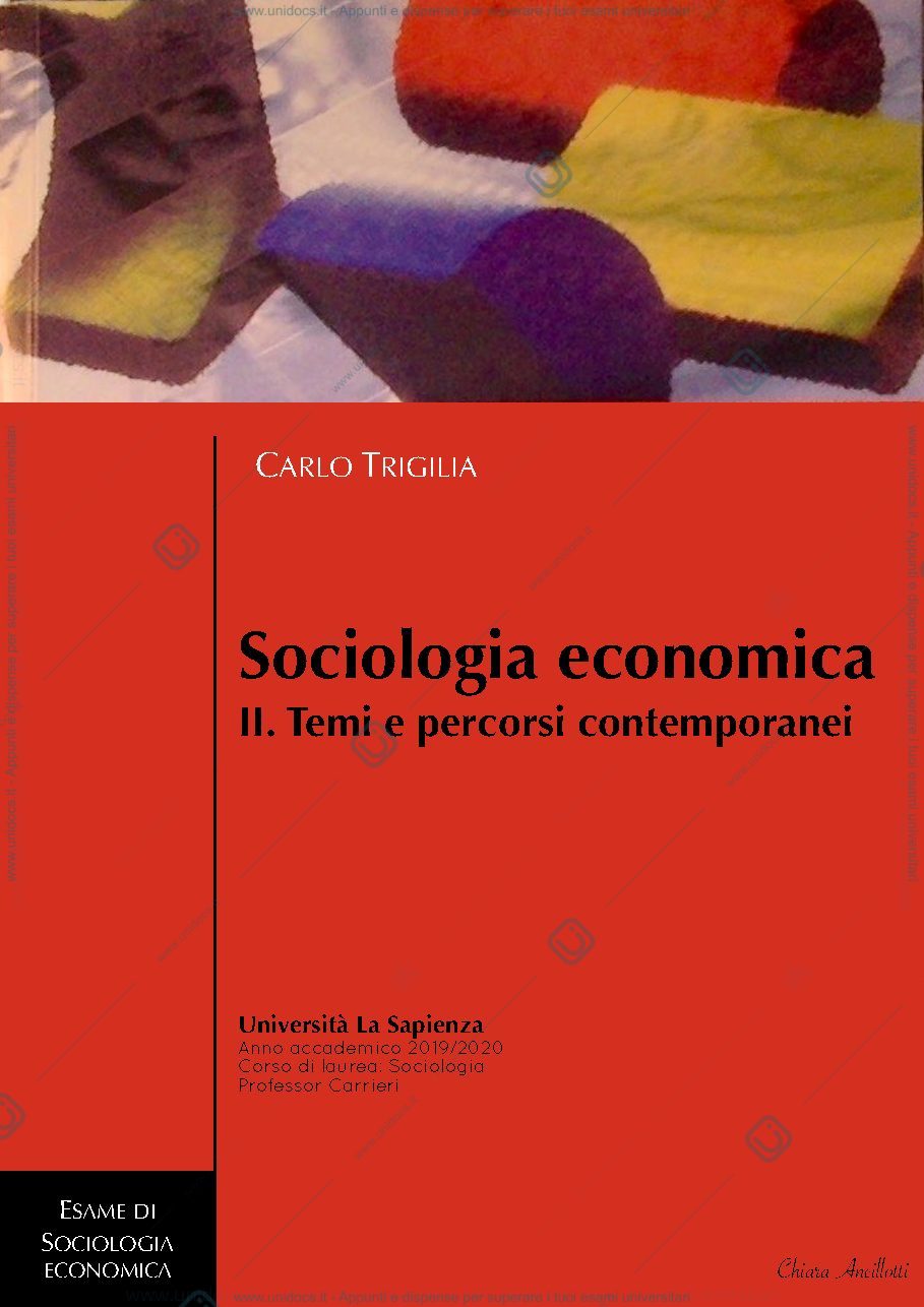 Anteprima pagina 1 — Sociologia economica, Trigilia