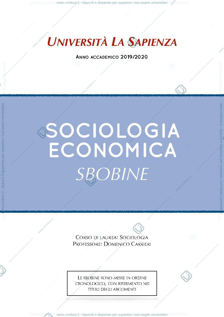 Anteprima pagina 1 — Sbobine del corso di sociologia economica A-K