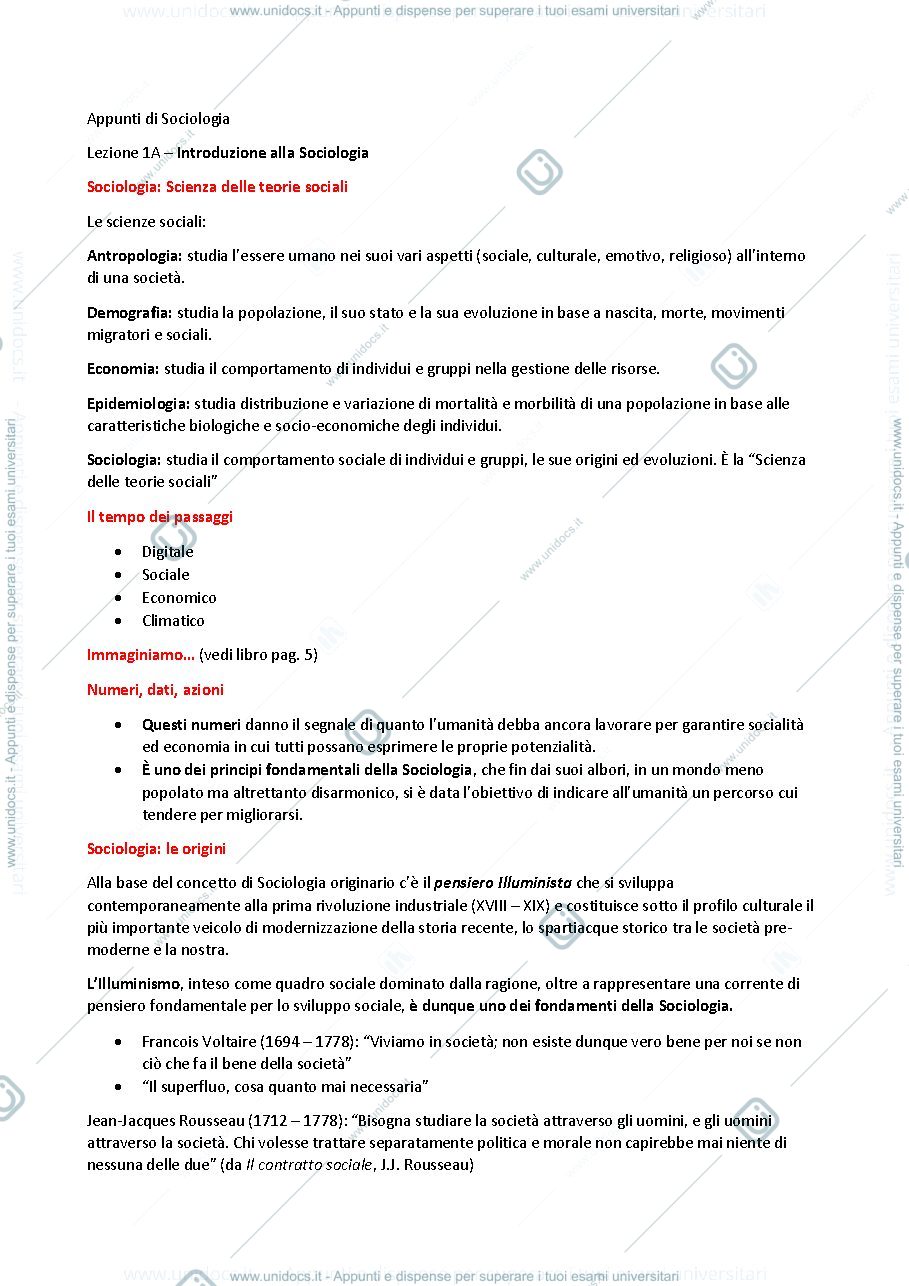 Anteprima pagina 1 — Appunti di Sociologia
