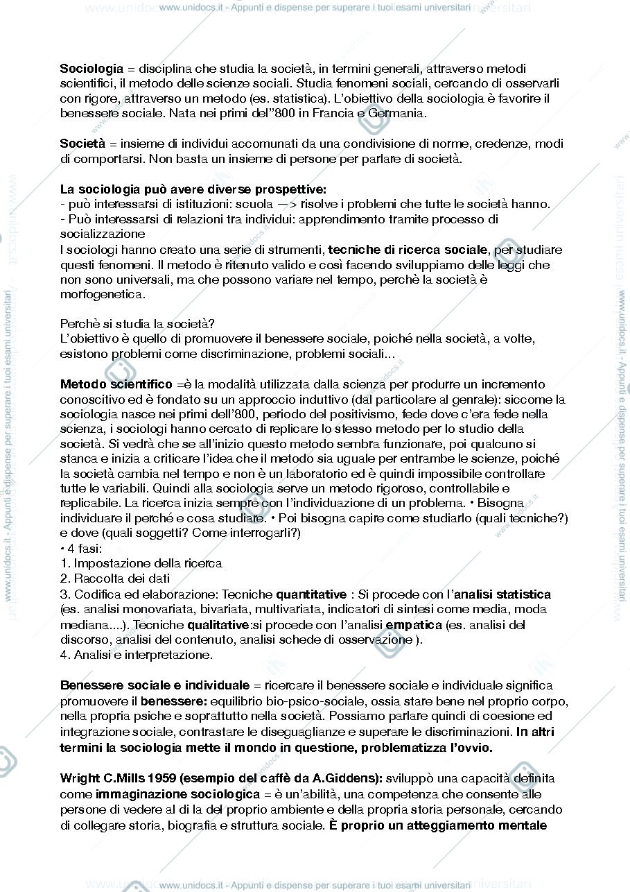 Anteprima pagina 1 — Sociologia generale  