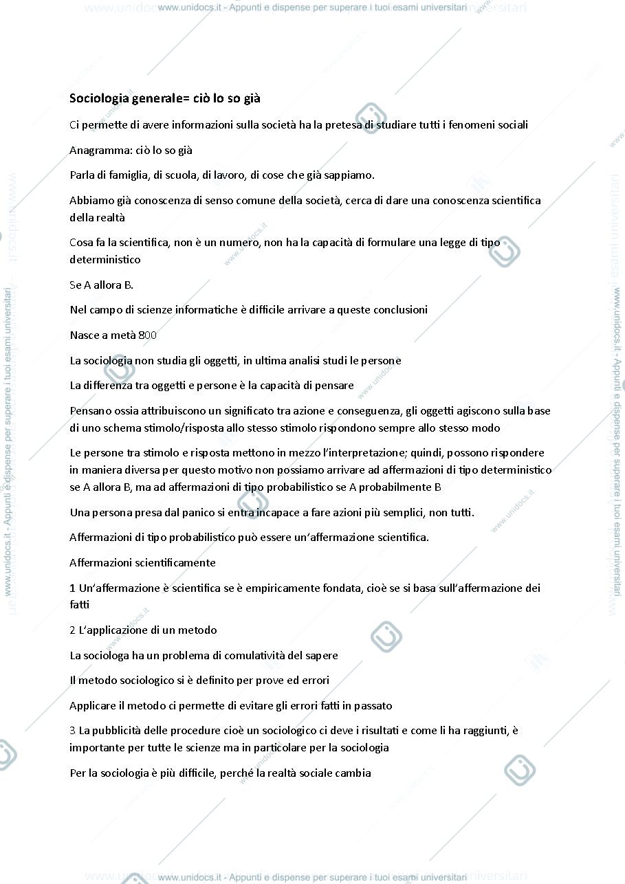 Anteprima pagina 1 — Sociologia Generale 