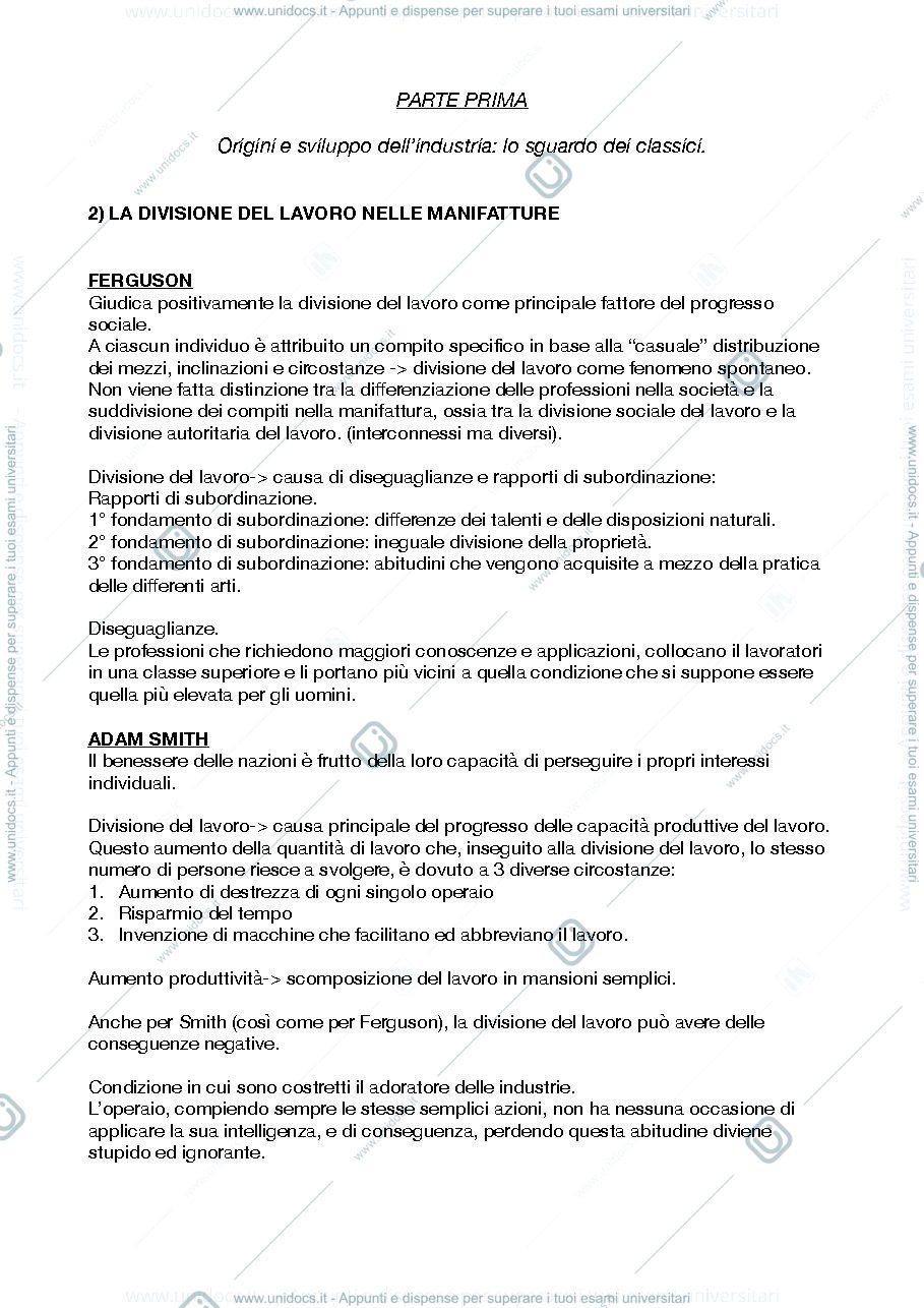 Anteprima pagina 1 — Riassunto libro "Le divisioni del lavoro sociale" Barrucci