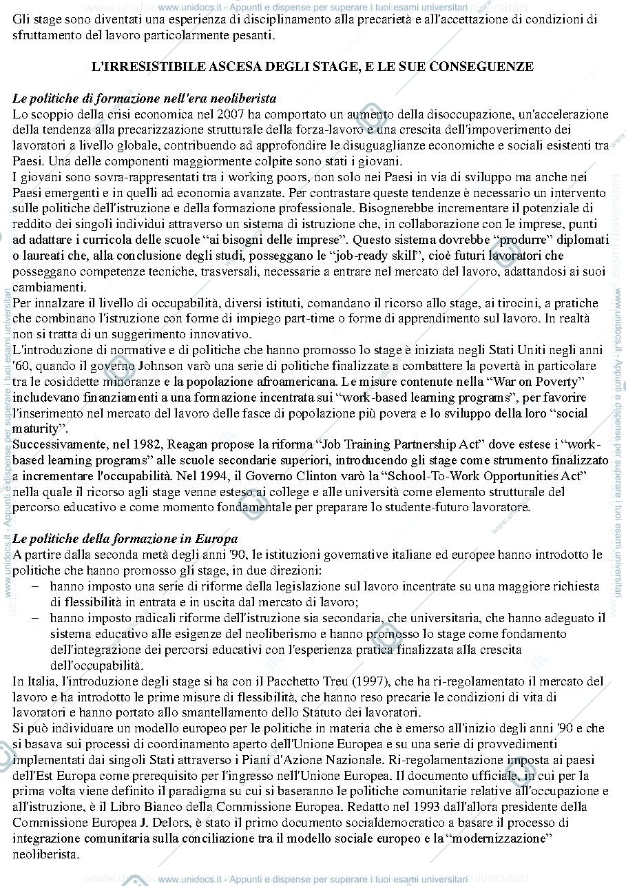 Anteprima pagina 2 — Riassunto "Nuove frontiere della precarietà del lavoro".