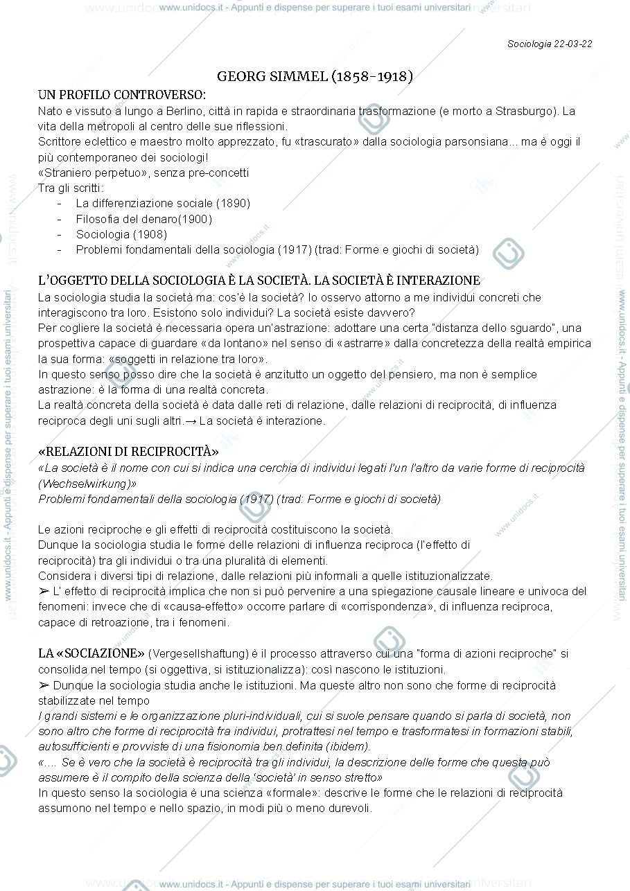 Anteprima pagina 1 — Appunti di Sociologia 
