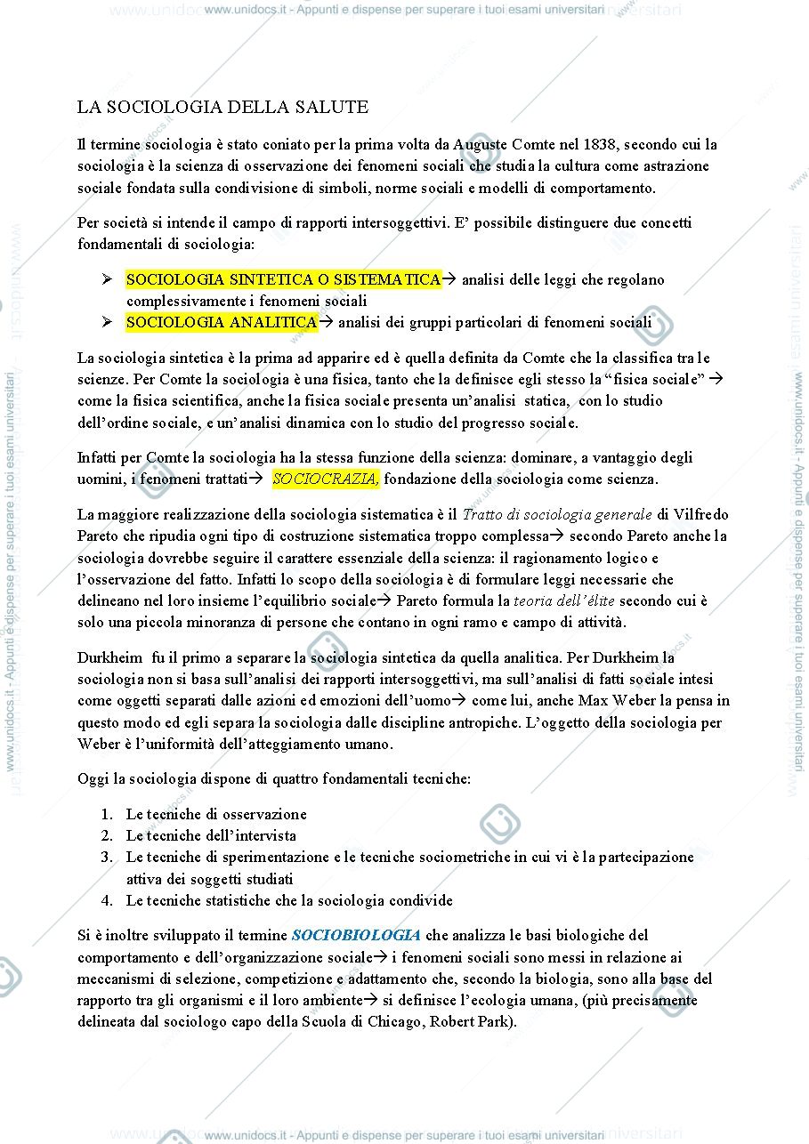Anteprima pagina 1 — SOCIOLOGIA DELLA SALUTE