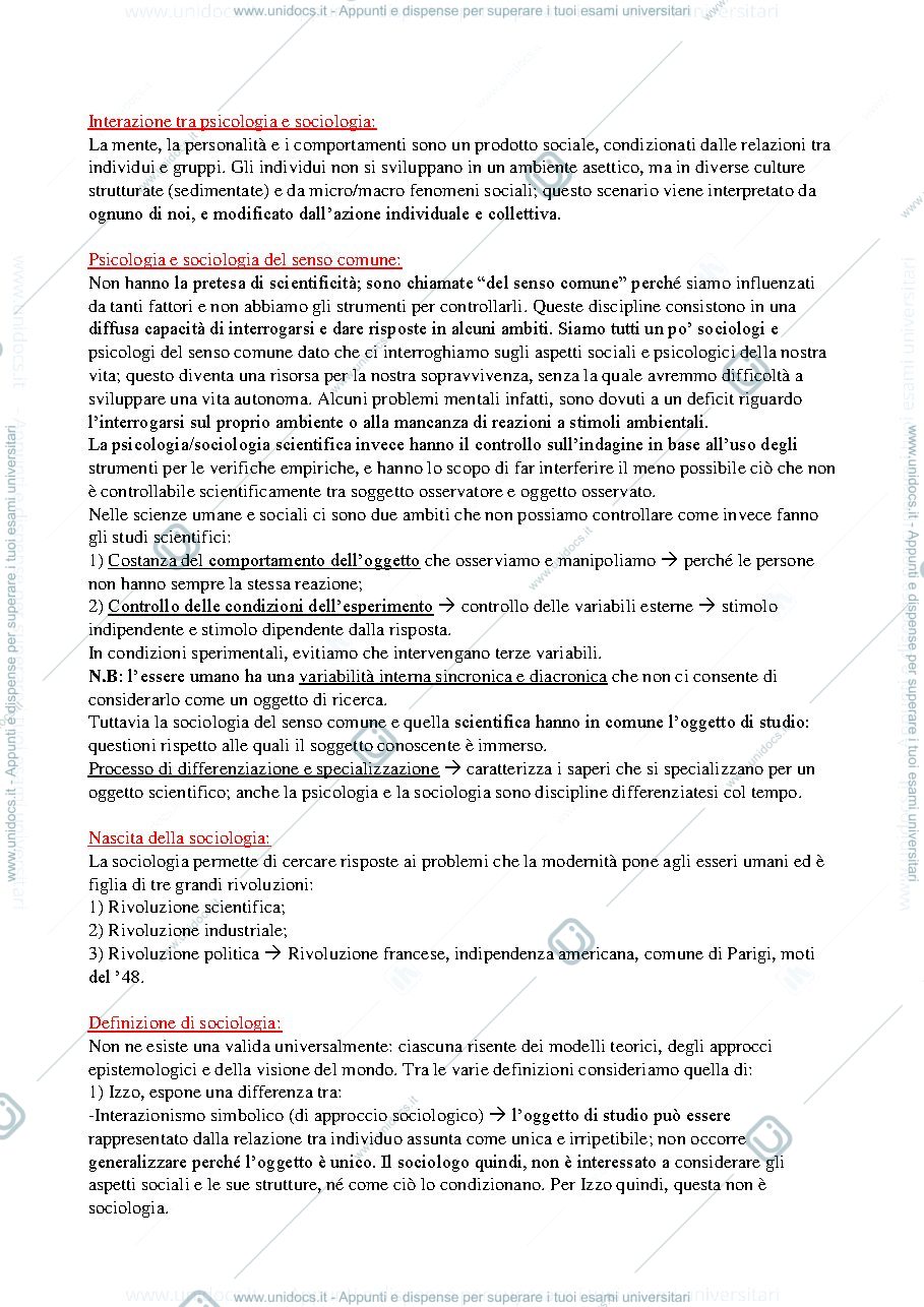 Anteprima pagina 2 — Appunti del corso di sociologia, prof. Barrucci