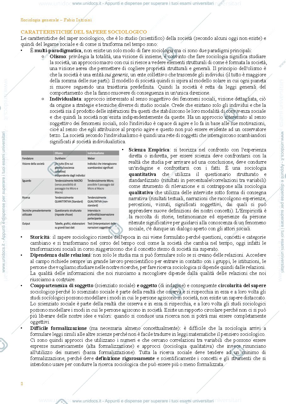 Anteprima pagina 2 — Sociologia primo semestre 