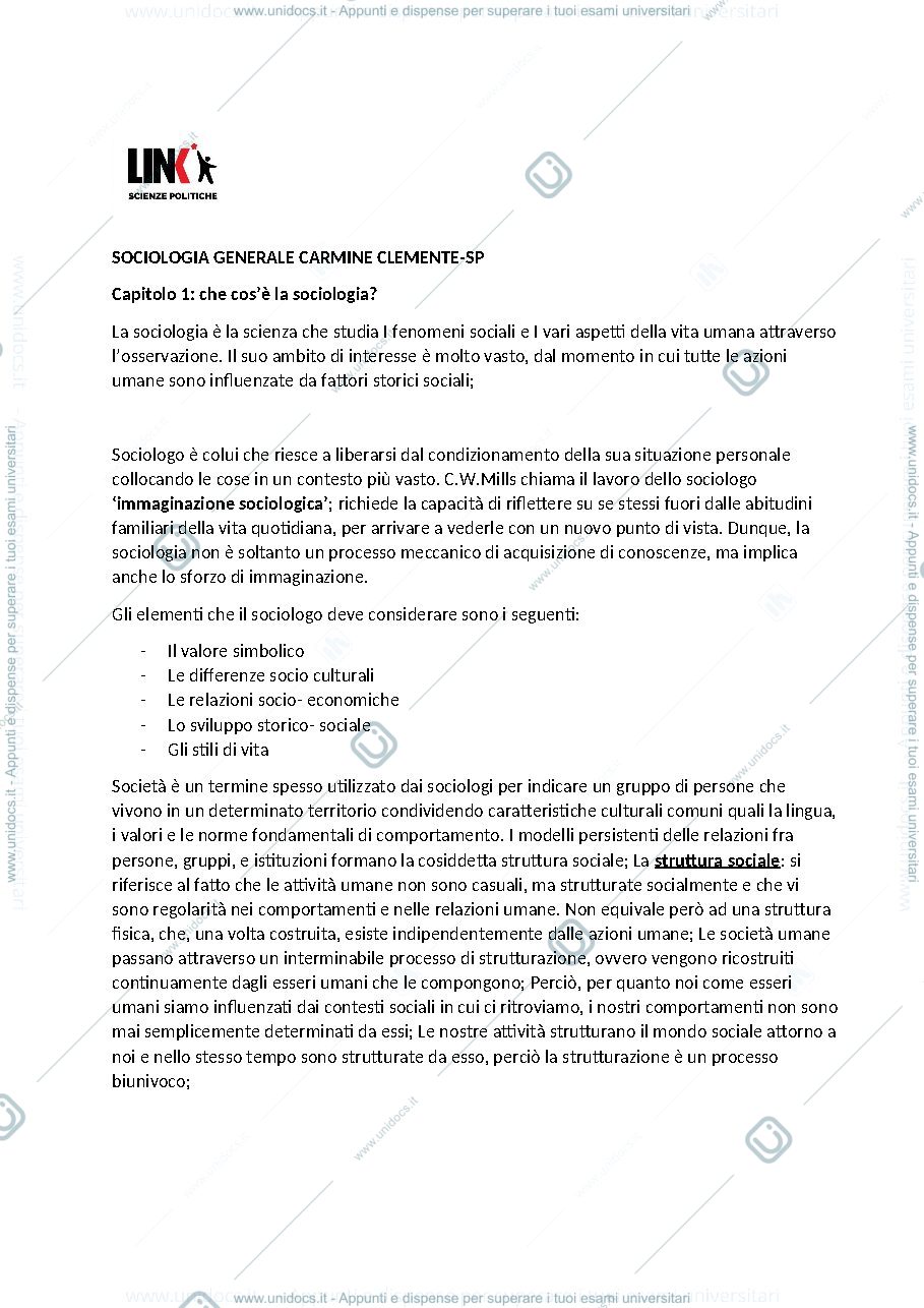 Anteprima pagina 1 — Sociologia generale