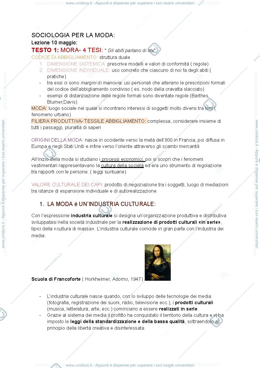 Anteprima pagina 1 — SECONDO SEMESTRE SOCIOLOGIA PER LA MODA