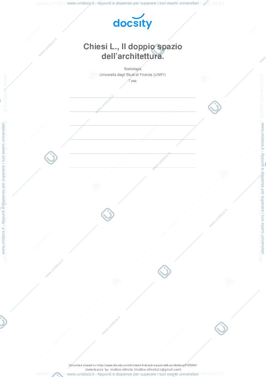 Anteprima pagina 1 — Riassunto "Doppio spazio dell'Architettura"