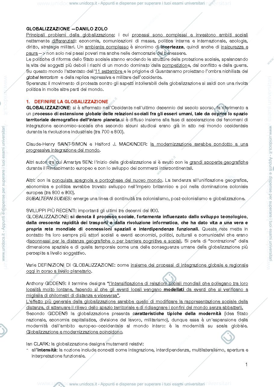 Anteprima pagina 1 — Globalizzazione, Zolo