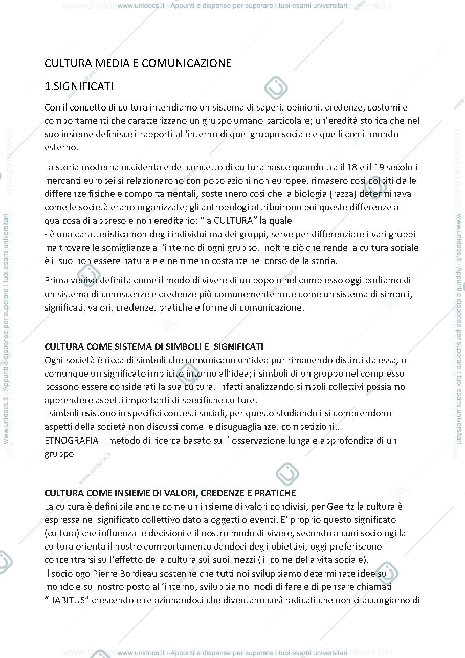 Anteprima pagina 1 — Cultura, media e comunicazione