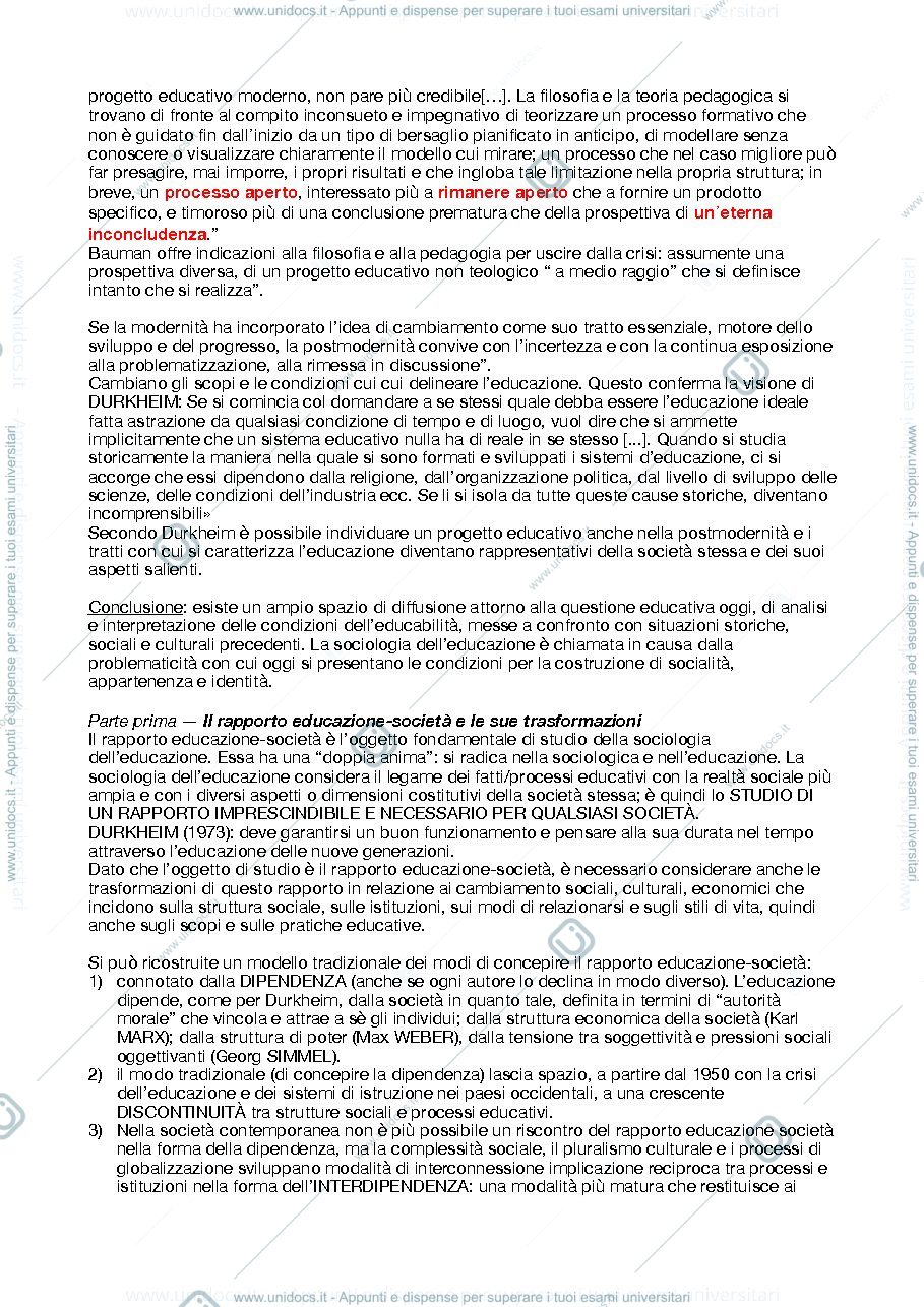 Anteprima pagina 2 — Riassunto SOCIETÀ, CULTURA, EDUCAZIONE —Elena Besozzi