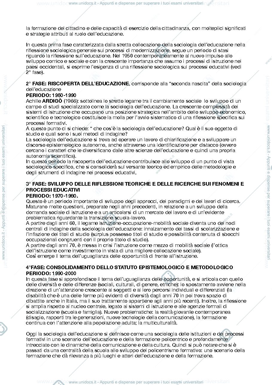 Anteprima pagina 4 — Riassunto SOCIETÀ, CULTURA, EDUCAZIONE —Elena Besozzi