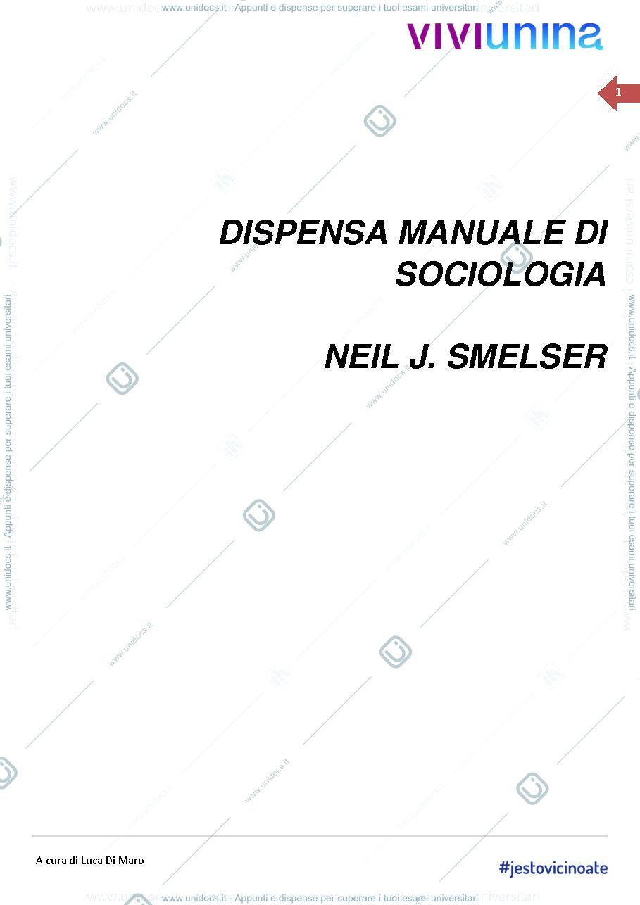 Anteprima pagina 1 — Sociologia Generale