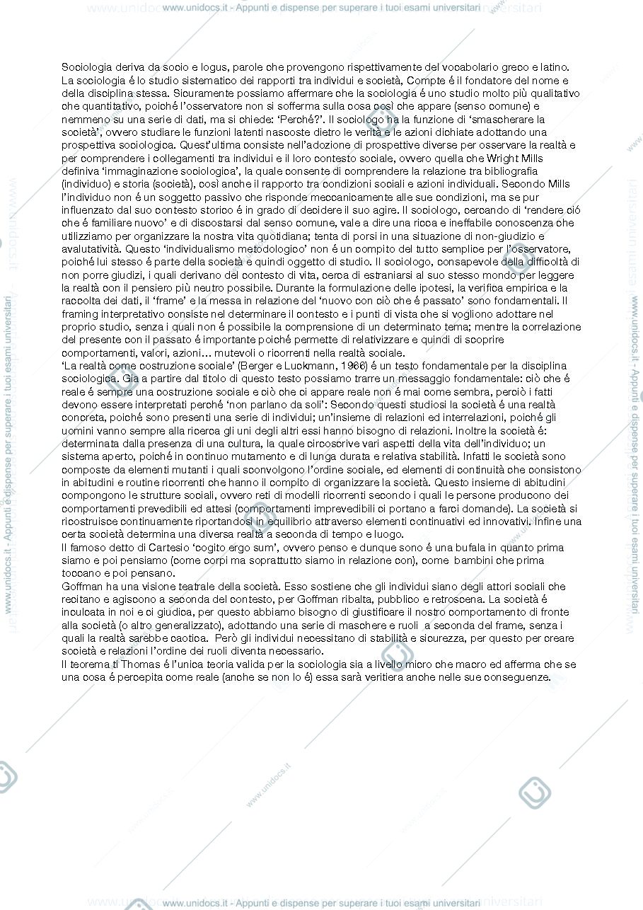 Anteprima pagina 1 — Introduzione alla sociologia generale