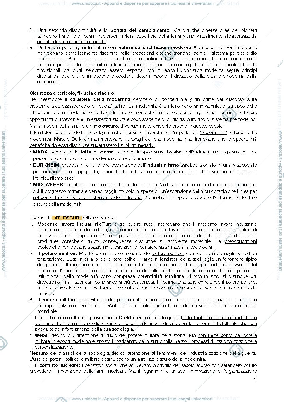 Anteprima pagina 4 — Le conseguenze della modernità, Giddens