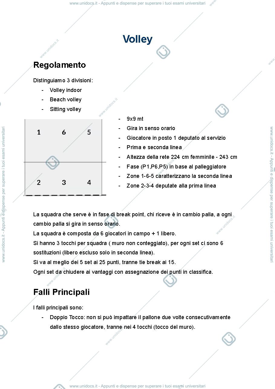 Anteprima pagina 1 — Volley riassunto schematico