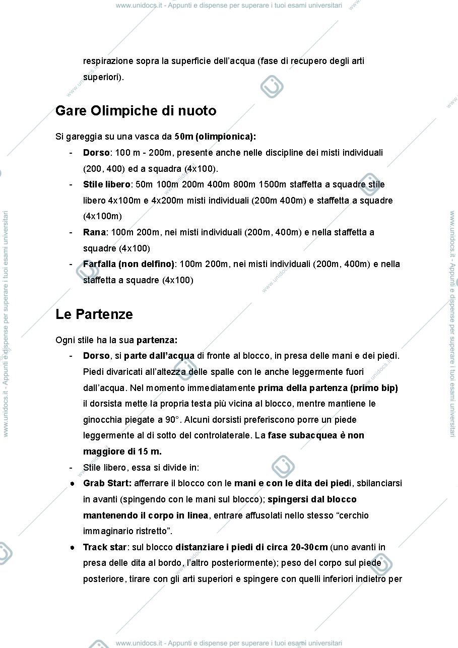 Anteprima pagina 2 — Nuoto-Riassunto schematico